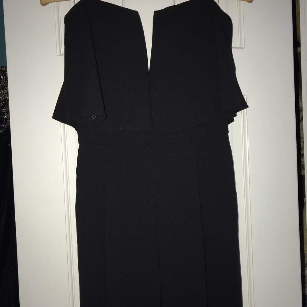 black Strapless Catsuit with Deep V - Picture 2 of 5